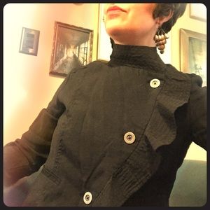 Free People black asymmetric ruffled jacket, sz 2